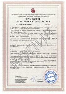 Приложение к сертификату САФЕТИ на эпоксидном грунте